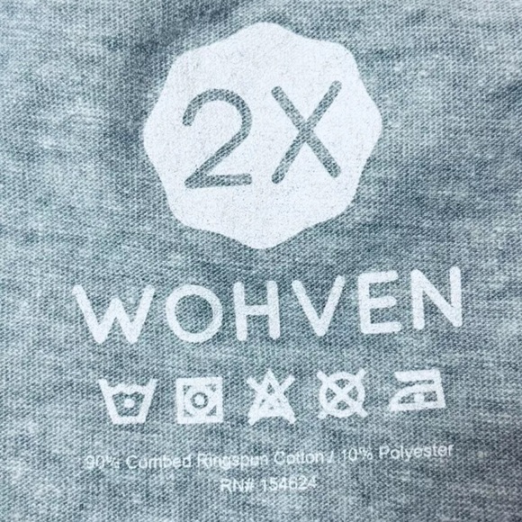 WOHVEN Men's 2X Gray Tropical Vacation Graphic T-Shirt Cotton Blend Long Sleeve - Picture 2 of 7